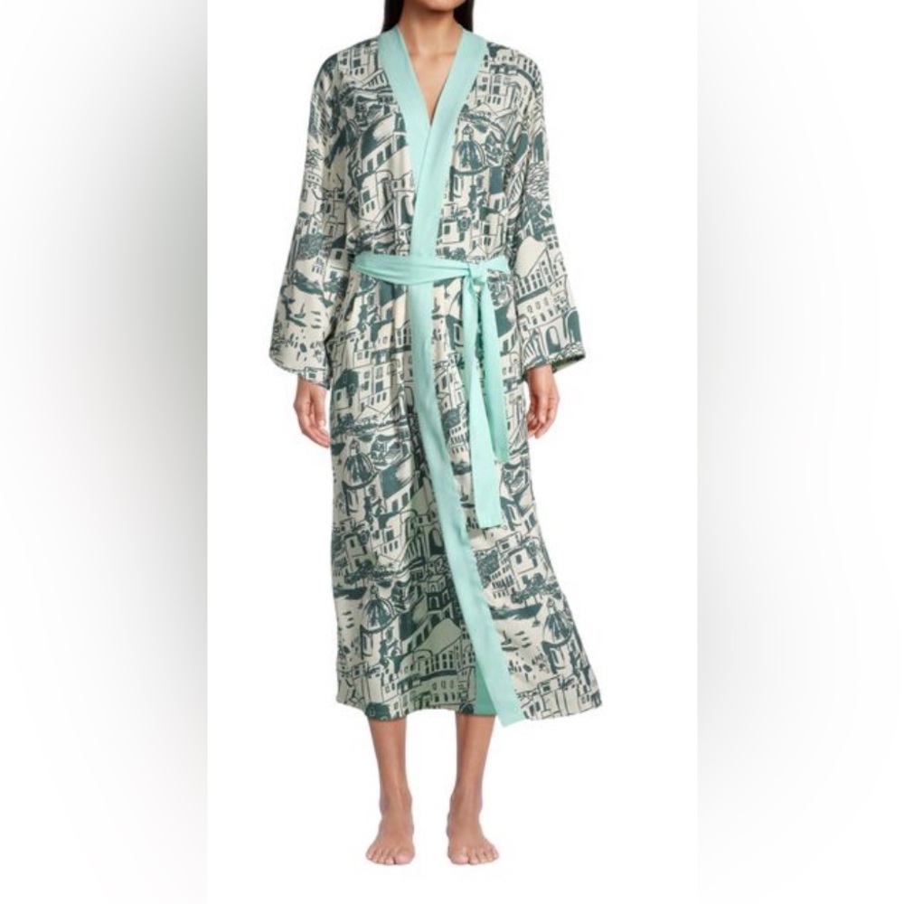 World Market Villa Vista Teal And White Robe OS
